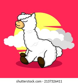 A collection of cute alpacas premium vector