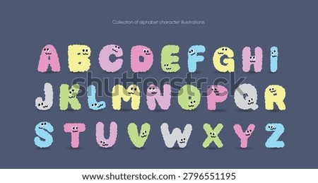 A collection of cute alphabet character illustrations