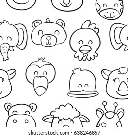 Collection cute animal doodle style