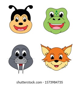 Collection of cute animal face