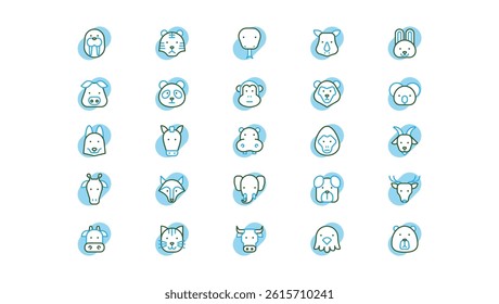 Collection of Cute Animal Face Icons