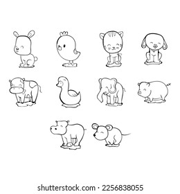 collection of cute animal icon vector