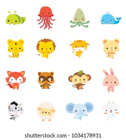 Collection cute animal for sticker, icon, label
