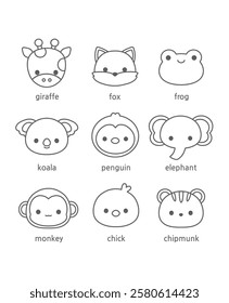 Collection of cute animal stickers