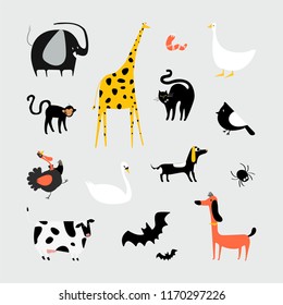 Collection of cute animals illustration