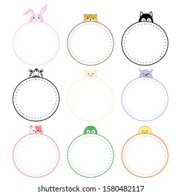 Collection of cute animals memo note design, Hand drawn cartoon doodle style.