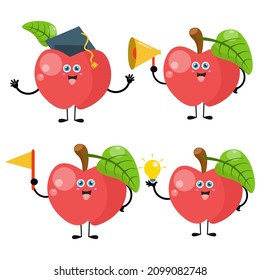 A collection of cute apple cartoon illustration characters 1 perfect for logos and more