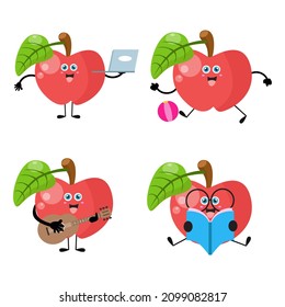 A collection of cute apple cartoon illustration characters 3 perfect for logos and more