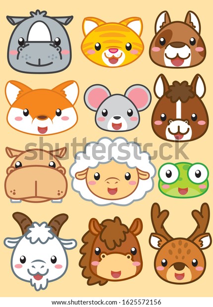 Collection Cute Baby Animals Cartoon 12 Stock Vector (Royalty Free ...