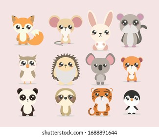 colección de vectores lindos de animales de bebé