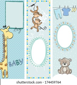 Collection of  cute baby  banners with animals.