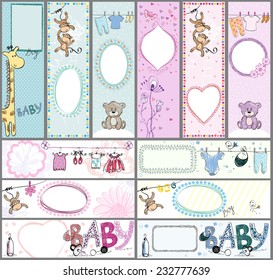 Collection of  cute baby  banners with animals.
