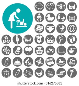 Collection of cute baby icons set. Vector Illustration eps10