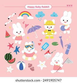 Collection of cute baby rabbit characters