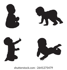 Collection of Cute Baby Silhouettes in Various Poses .  Capturing Childhood  A Beautiful Baby Silhouette Series .