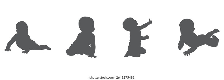 Collection of Cute Baby Silhouettes in Various Poses .  Capturing Childhood  A Beautiful Baby Silhouette Series .