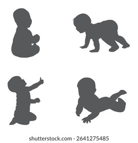 Collection of Cute Baby Silhouettes in Various Poses .  Capturing Childhood  A Beautiful Baby Silhouette Series .