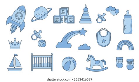 Collection of cute baby toys and nursery items for newborns and toddlers