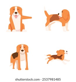 Collection of cute beagle dogs in various poses, perfect for petthemed designs