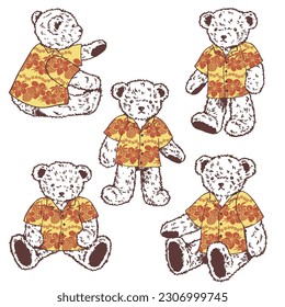 Colección de osos lindos con camisas Aloha,