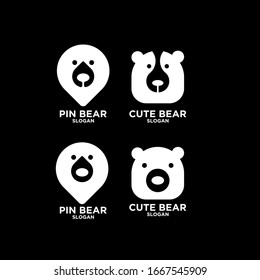 collection of cute black head bear abstract logo icon design vector