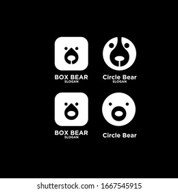 collection of cute black head bear abstract logo icon design vector