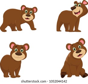 Collection of cute brown bear cartoon