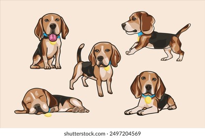 collection of cute brown dog vector illustrations