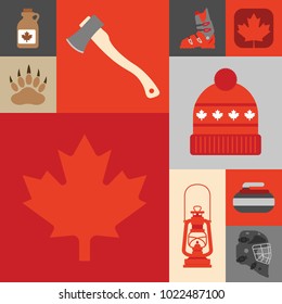 A collection of cute Canadian icons in vector format.