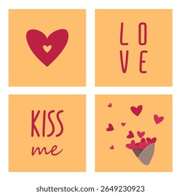 Coleção de cartões bonitos para o dia do beijo