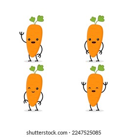collection of cute carrot character mascot vector illustrations, great for vegetable food concept, kids and more