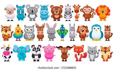 Collection of cute cartoon animals. Vector illustration. - Shutterstock ID 1721088835