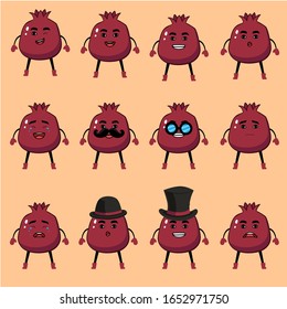 Collection of cute cartoon Beetroot characters with various emotions.