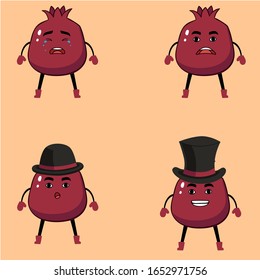 Collection of cute cartoon Beetroot characters with various emotions.