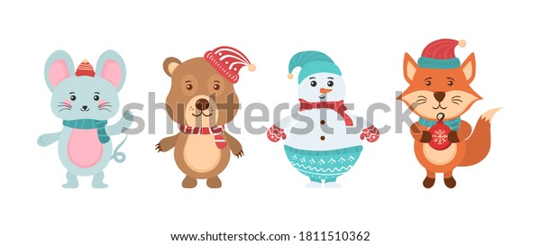 Collection Cute Cartoon Characters Isolated On Stock Vector (Royalty ...