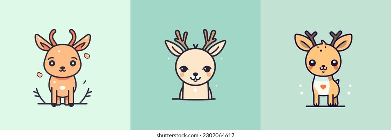 A collection of cute cartoon deer characters that will add charm and whimsy to any design