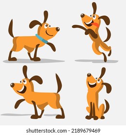 Collection with cute cartoon dogs. Set of funny dogs, on a white background. Furry human friends home animals