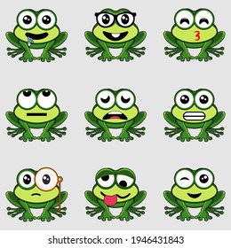 Collection Cute Cartoon Frog Emoji Vectors Stock Vector (Royalty Free ...