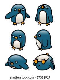 A collection of cute cartoon penguins.