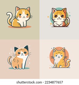 collection cute cat head cartoon logo mascot vector illustration for pet shop animal care design 