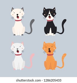 collection of cute cat isolated on grey background,Vector illustration.