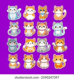 collection of cute cat stickers