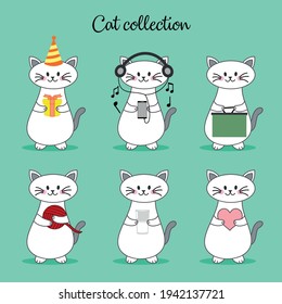 Collection of cute cats, performing different actions