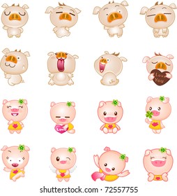 Collection of cute character pigs