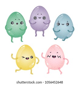 Collection of cute characters Easter eggs 