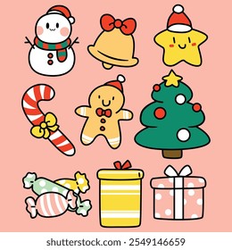 Una colección de lindos personajes de Navidad