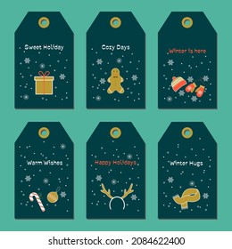 Collection of cute christmas labels for gifts. Vector illustration