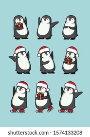 Collection of cute Christmas penguins