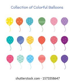 Collection of Cute Colorful Balloon Vector for Decoration on White Background
