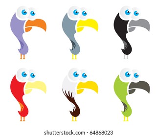 Collection of cute, colorful bird